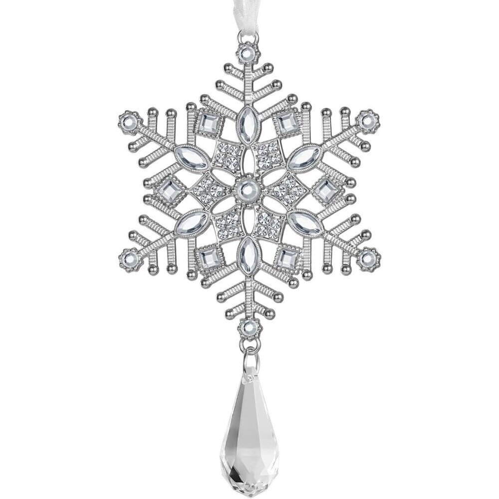 🆕Christmas Tree Ornaments Rhinestone Snowflake Hanging Pendant Charm Decorative
